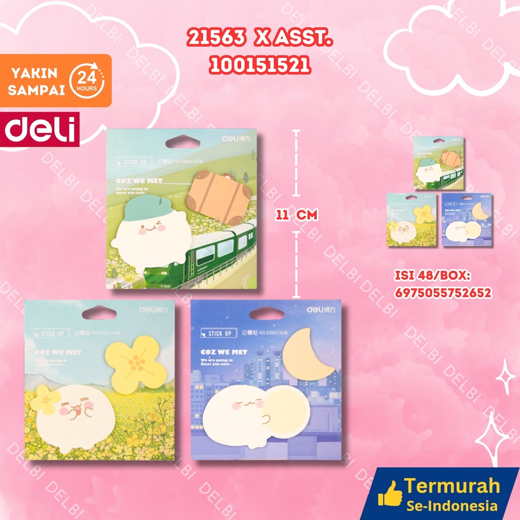 [100151521] 21563 x Asst. DELI STICKY NOTES DELI KERTAS PENANDA CATATAN BX384 BX48