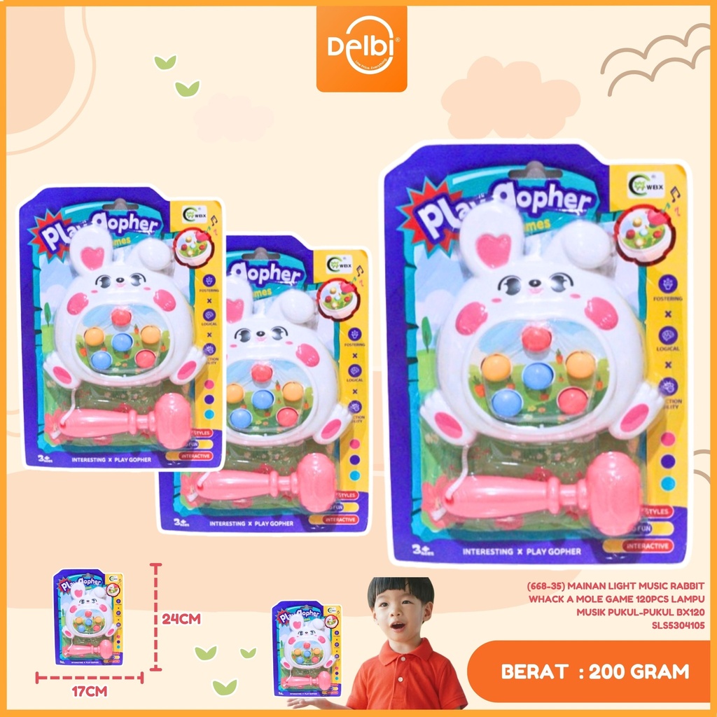[SLS5304105] (668-35) MAINAN LIGHT MUSIC RABBIT WHACK A MOLE GAME 120PCS LAMPU MUSIK PUKUL-PUKUL BX120