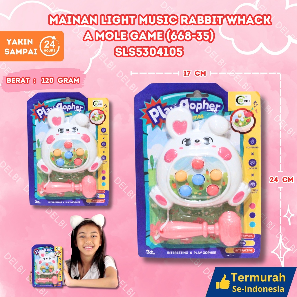 (668-35) MAINAN LIGHT MUSIC RABBIT WHACK A MOLE GAME 120PCS LAMPU MUSIK PUKUL-PUKUL BX120