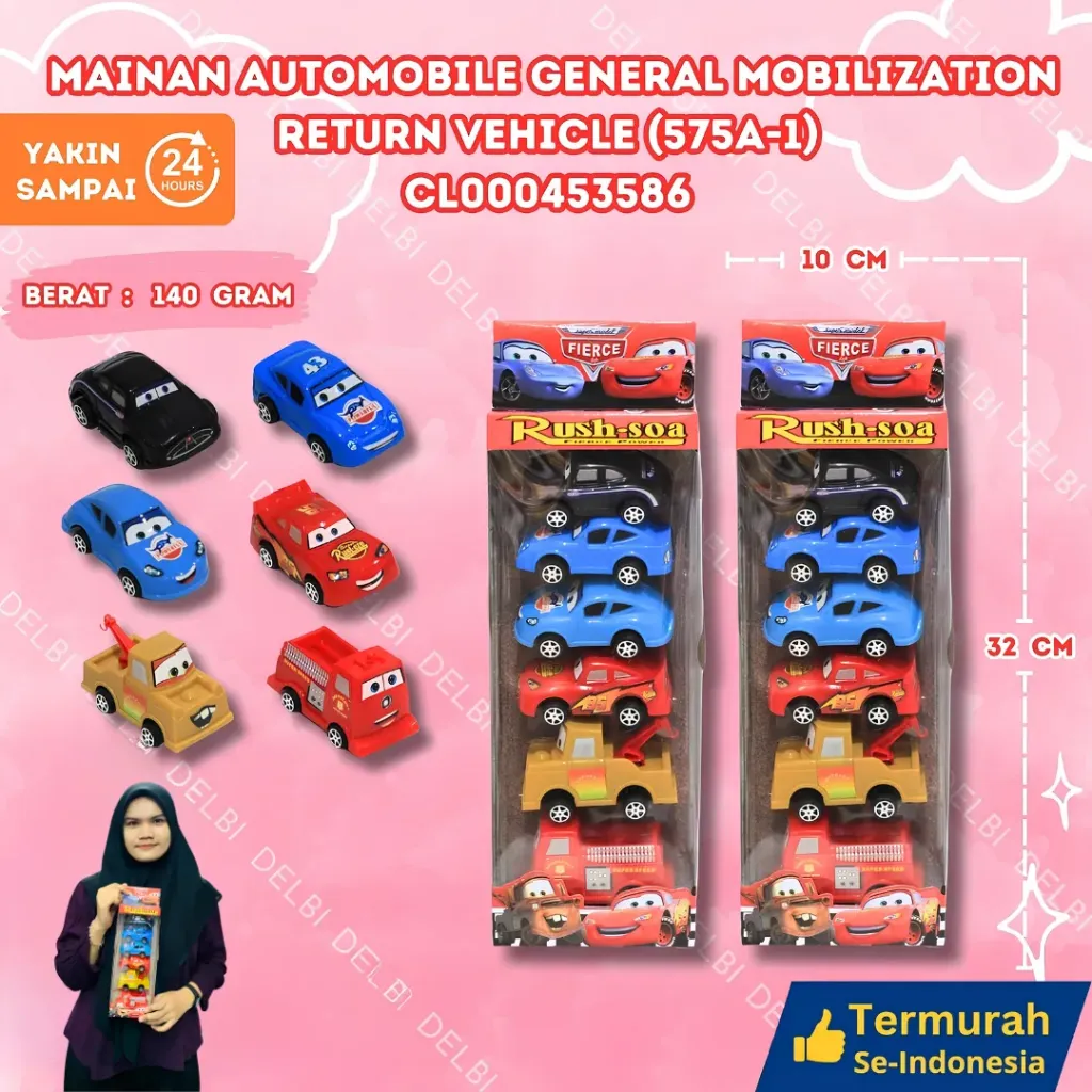 [CL000453586] (575A-1) MAINAN AUTOMOBILE GENERAL MOBILIZATION RETURN VEHICLE 180PCS MOBIL KECIL SET GANTUNG MINIATUR BX180