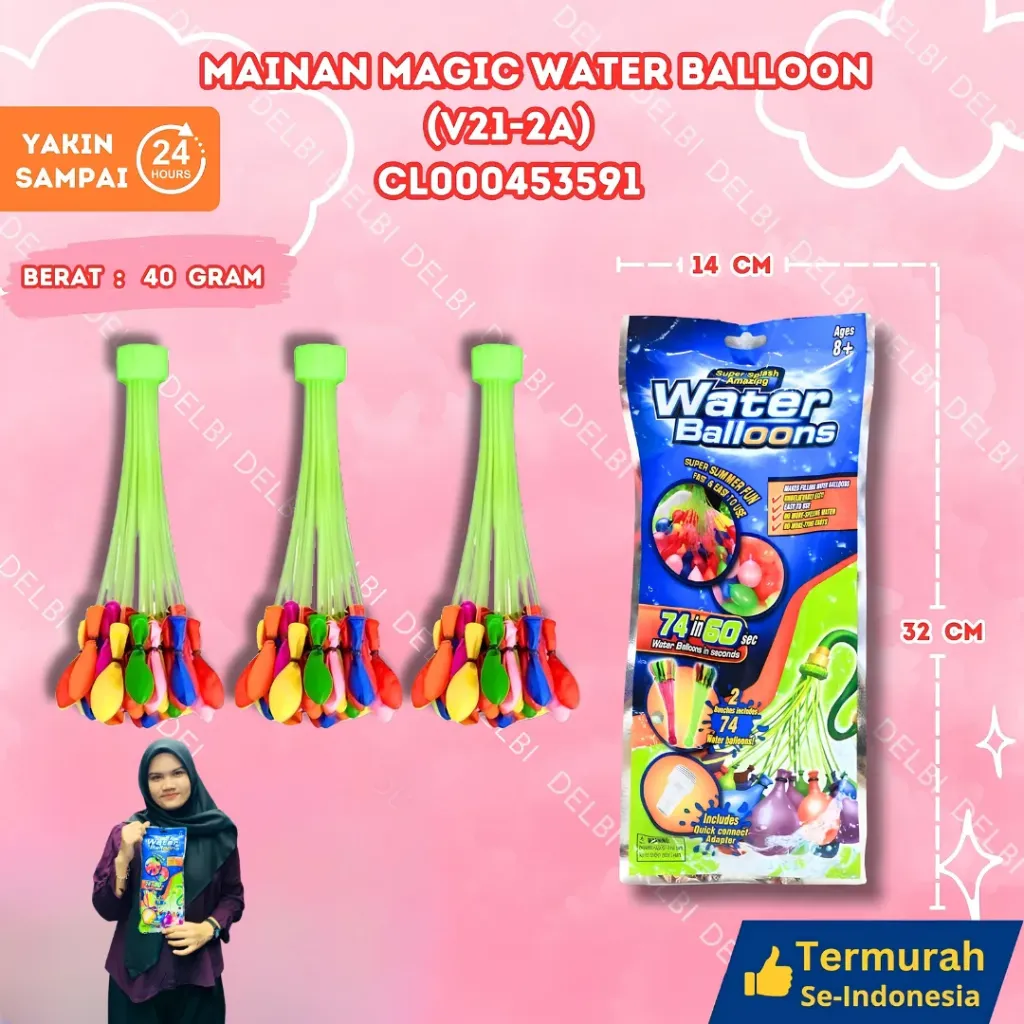 [CL000453591] (V21-2A) MAINAN MAGIC WATER BALLOON 300PCS BIRTHDAY WARNA-WARNI BALON BX300