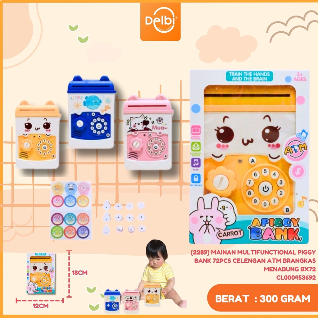 (2289) MAINAN MULTIFUNCTIONAL PIGGY BANK 72PCS CELENGAN ATM BRANGKAS MENABUNG BX72