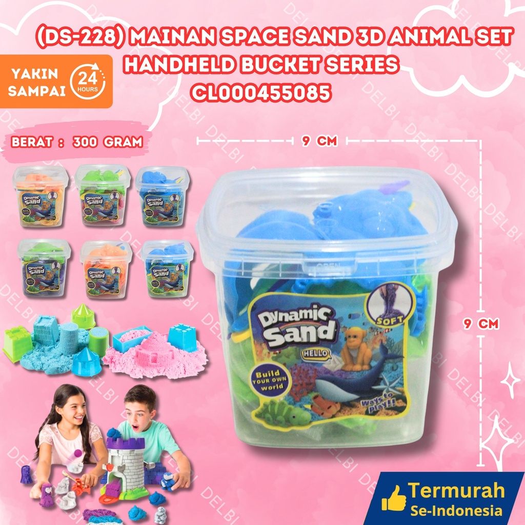 (DS-228) MAINAN SPACE SAND 3D ANIMAL SET HANDHELD BUCKET SERIES 72PCS cetakan pasir WARNA WARNI BX72