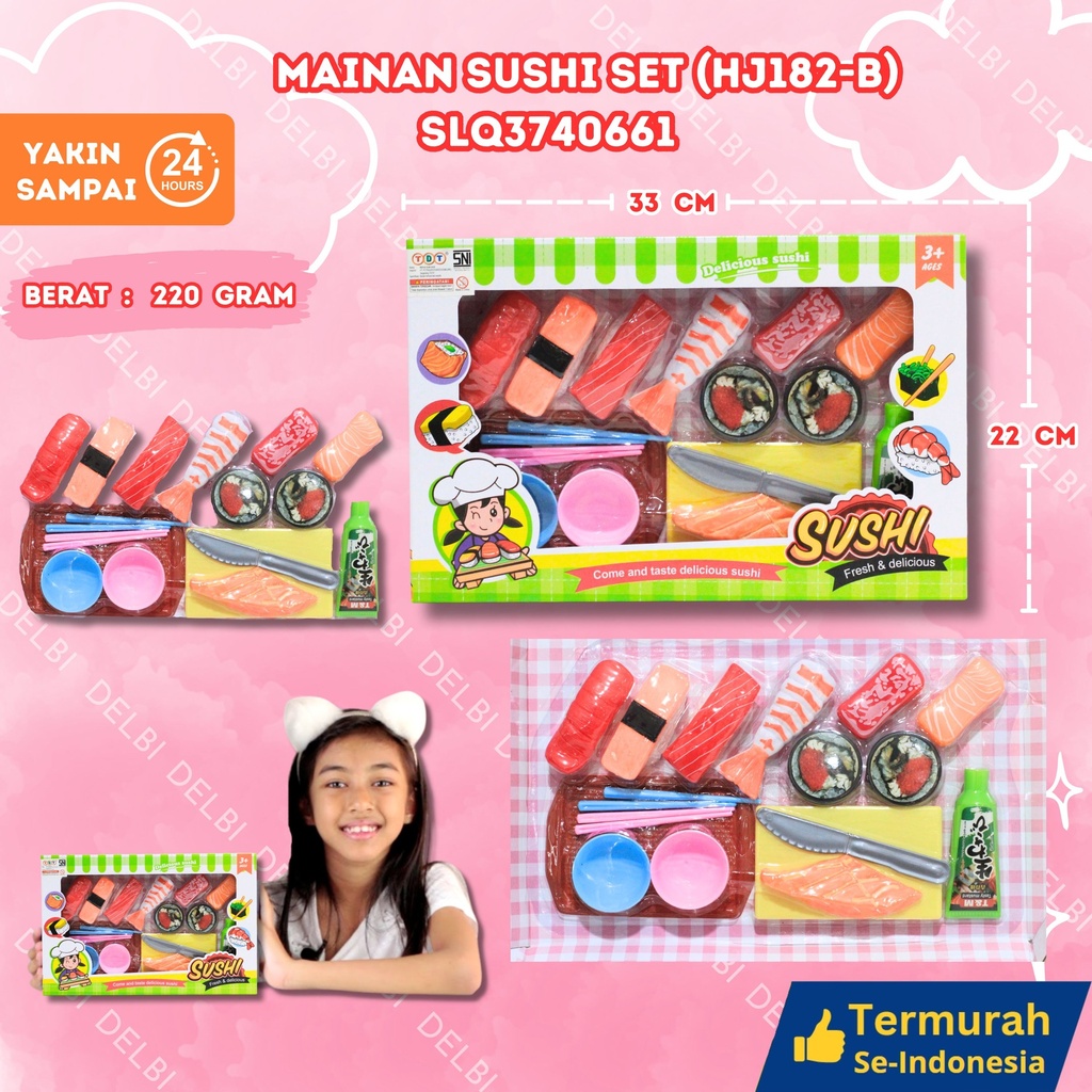 (HJ182-B) MAINAN SUSHI SET 96PCS MEMASAK MAKANAN DUS BX96