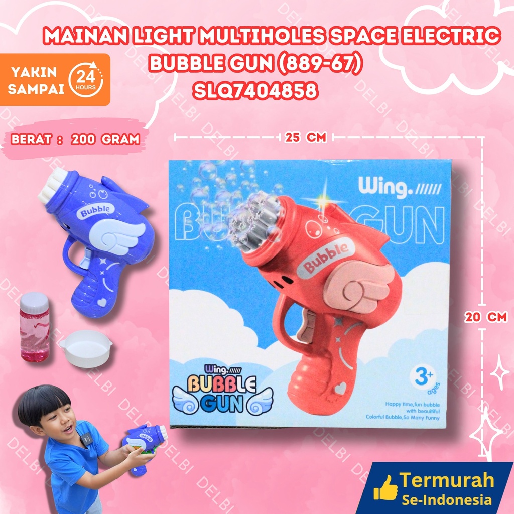 (889-67) MAINAN LIGHT MULTIHOLES SPACE ELECTRIC BUBBLE GUN 120PCS TEMBAK DUS BUSA BX120