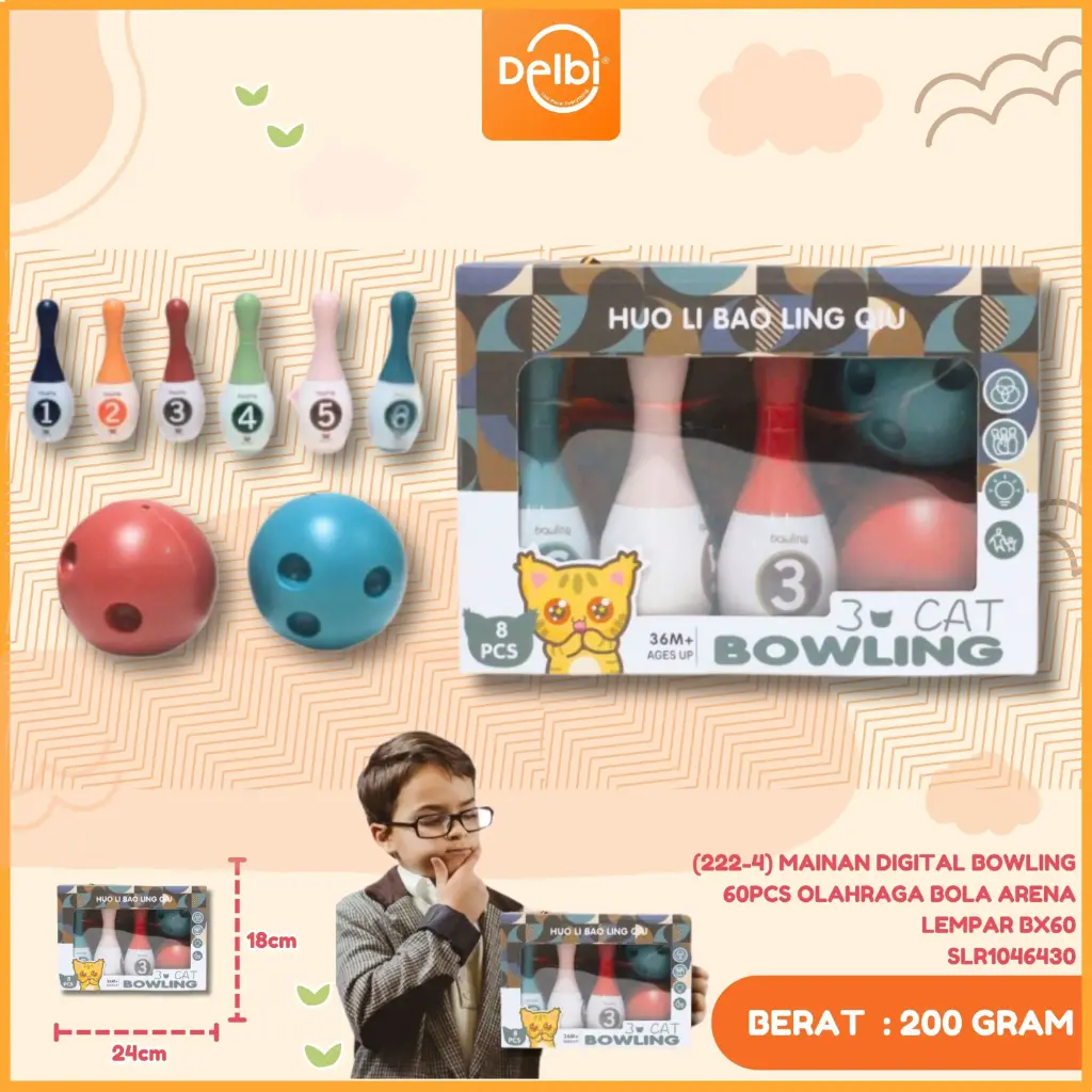 (222-4) MAINAN DIGITAL BOWLING 60PCS OLAHRAGA BOLA ARENA LEMPAR BX60