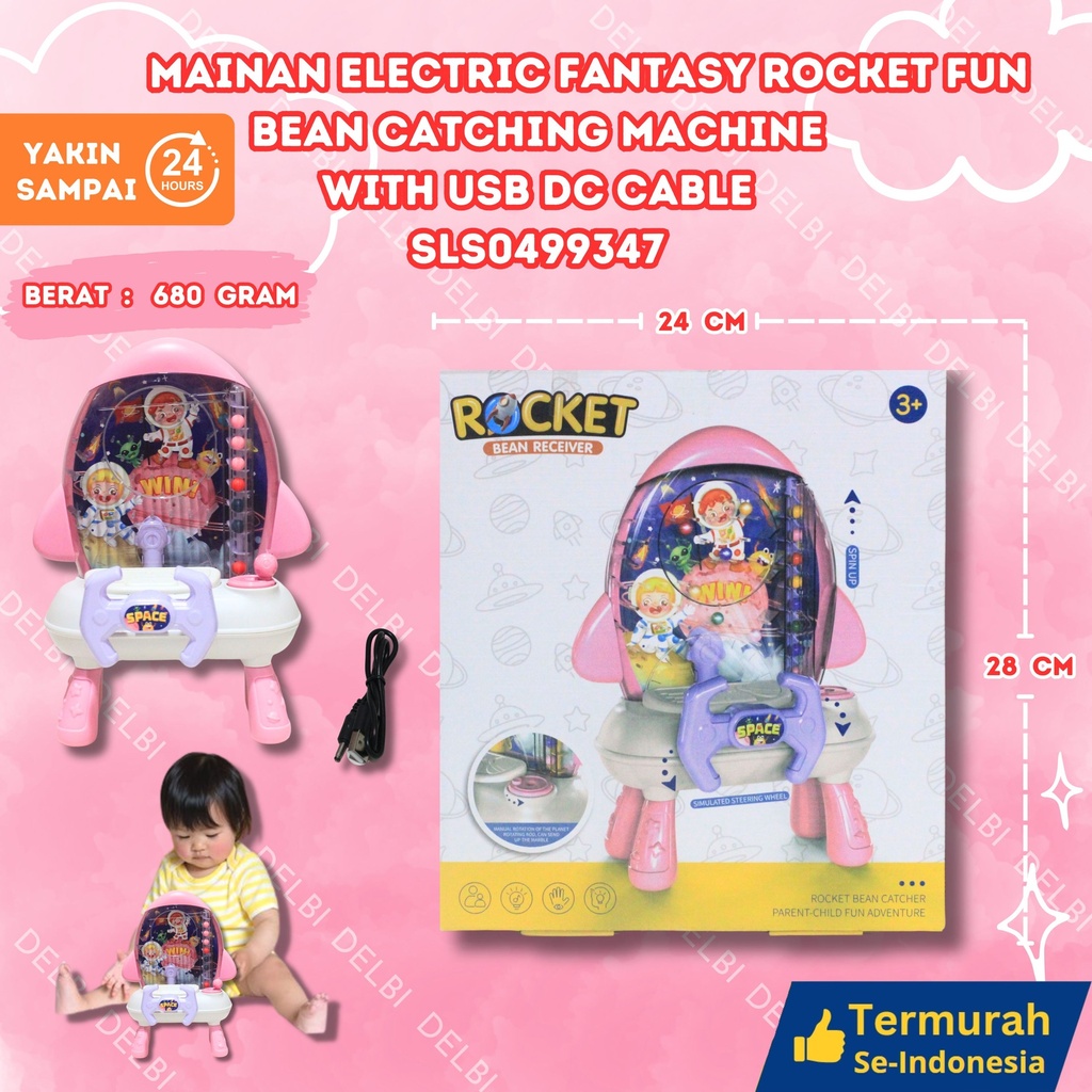 (3001C) MAINAN ELECTRIC FANTASY ROCKET FUN BEAN CATCHING MACHINE WITH USB DC CABLE 24PCS BESAR BOLA ARENA SETIR BX24