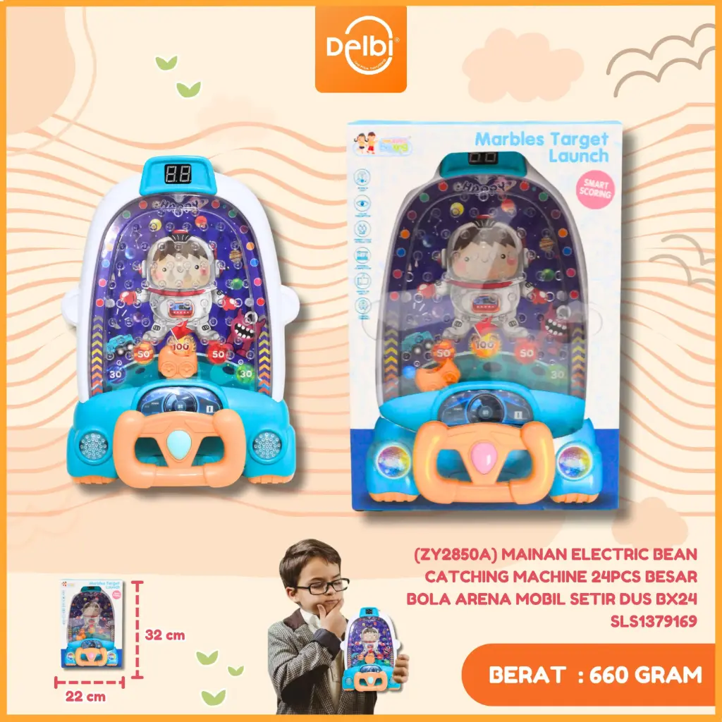(ZY2850A) MAINAN ELECTRIC BEAN CATCHING MACHINE 24PCS BESAR BOLA ARENA MOBIL SETIR DUS BX24