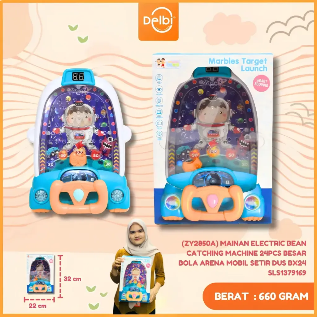 (ZY2850A) MAINAN ELECTRIC BEAN CATCHING MACHINE 24PCS BESAR BOLA ARENA MOBIL SETIR DUS BX24