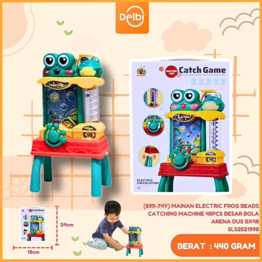 (899-74Y) MAINAN ELECTRIC FROG BEADS CATCHING MACHINE 48PCS BESAR BOLA ARENA DUS BX48