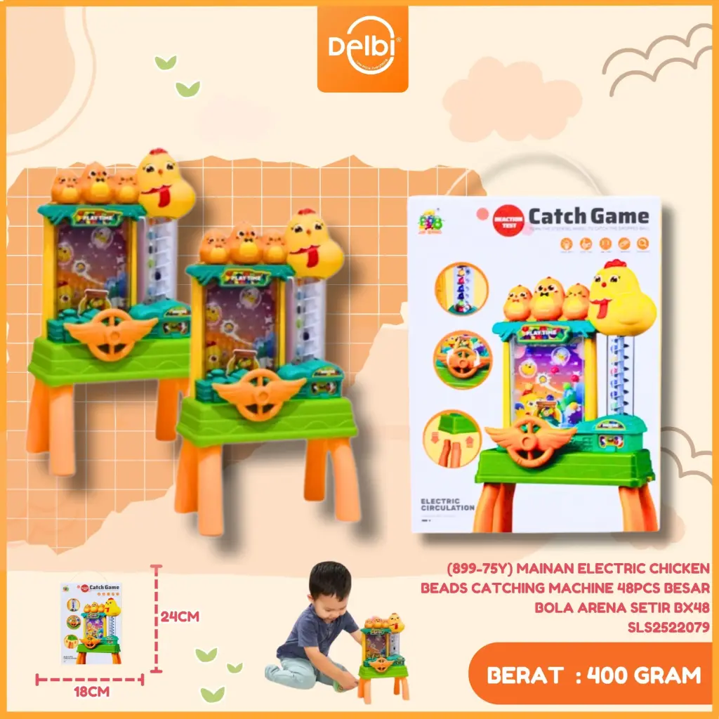 (899-75Y) MAINAN ELECTRIC CHICKEN BEADS CATCHING MACHINE 48PCS BESAR BOLA ARENA SETIR BX48