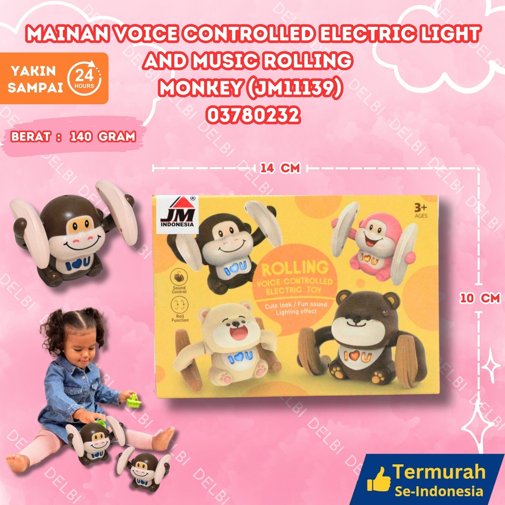 (JM11139) MAINAN VOICE CONTROLLED ELECTRIC LIGHT AND MUSIC ROLLING MONKEY 120PCS BATERAI LAMPU SUARA BX120