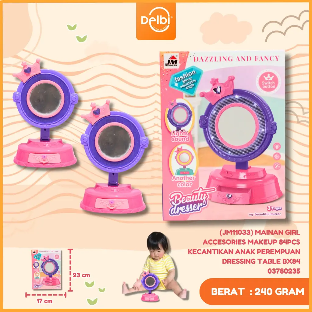 (JM11033) MAINAN GIRL ACCESORIES MAKEUP 84PCS KECANTIKAN ANAK PEREMPUAN DRESSING TABLE BX84