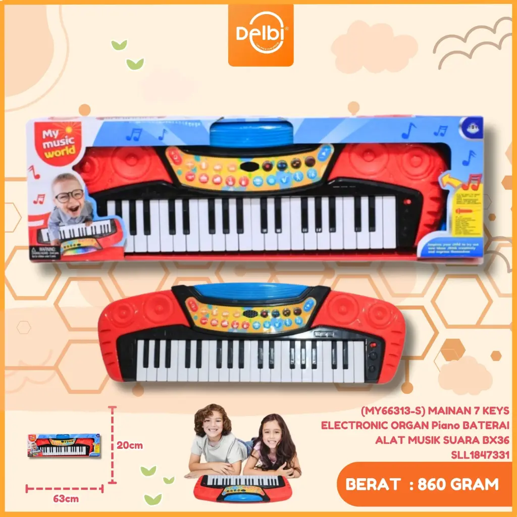 [SLL1847331] (MY66313-S) MAINAN 7 KEYS ELECTRONIC ORGAN Piano BATERAI ALAT MUSIK SUARA BX36