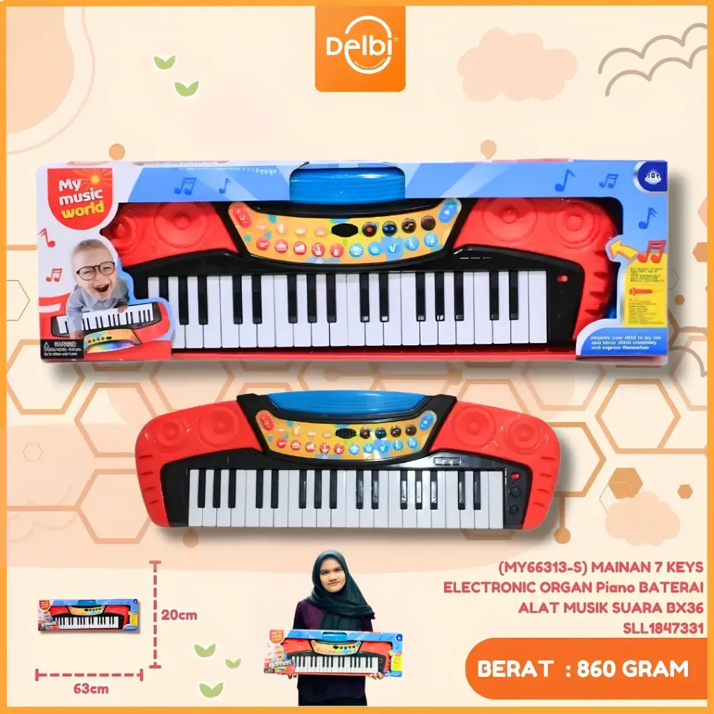 (MY66313-S) MAINAN 7 KEYS ELECTRONIC ORGAN Piano BATERAI ALAT MUSIK SUARA BX36
