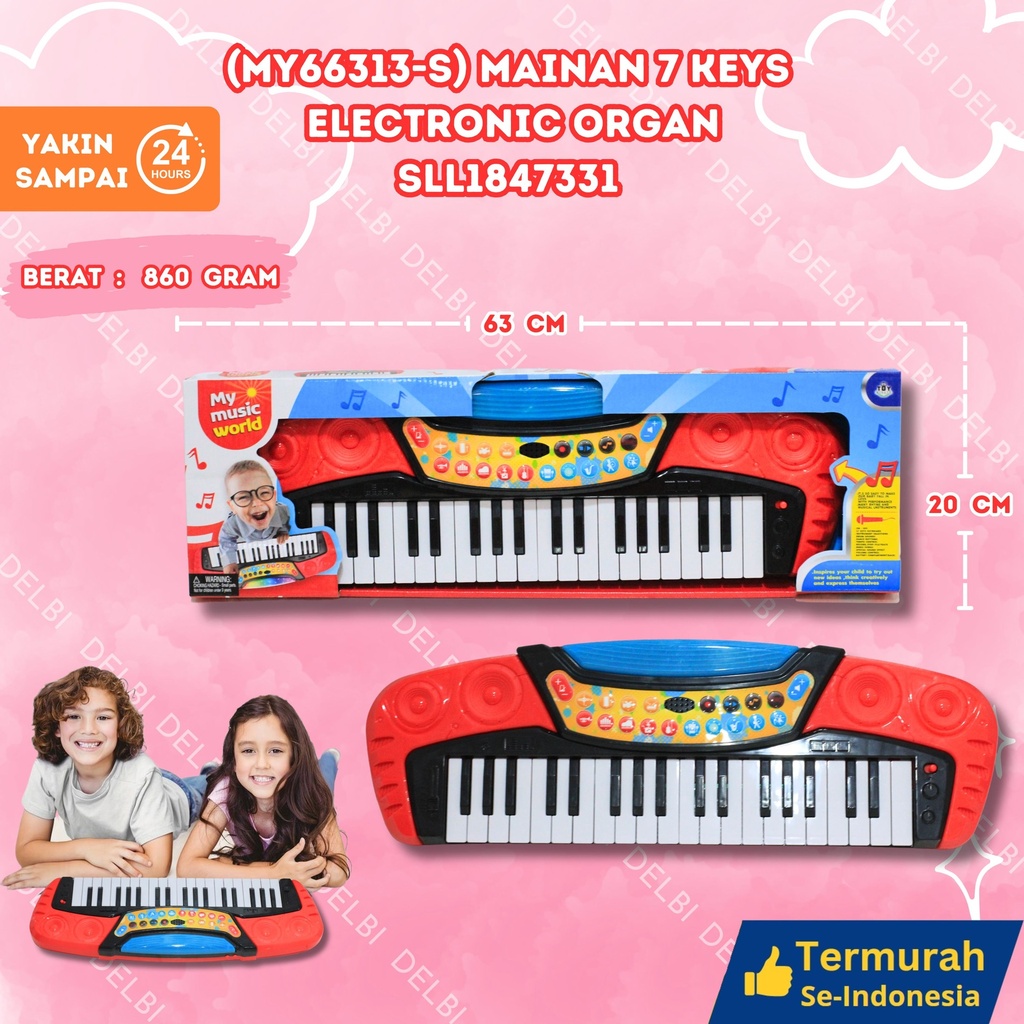 (MY66313-S) MAINAN 7 KEYS ELECTRONIC ORGAN Piano BATERAI ALAT MUSIK SUARA BX36
