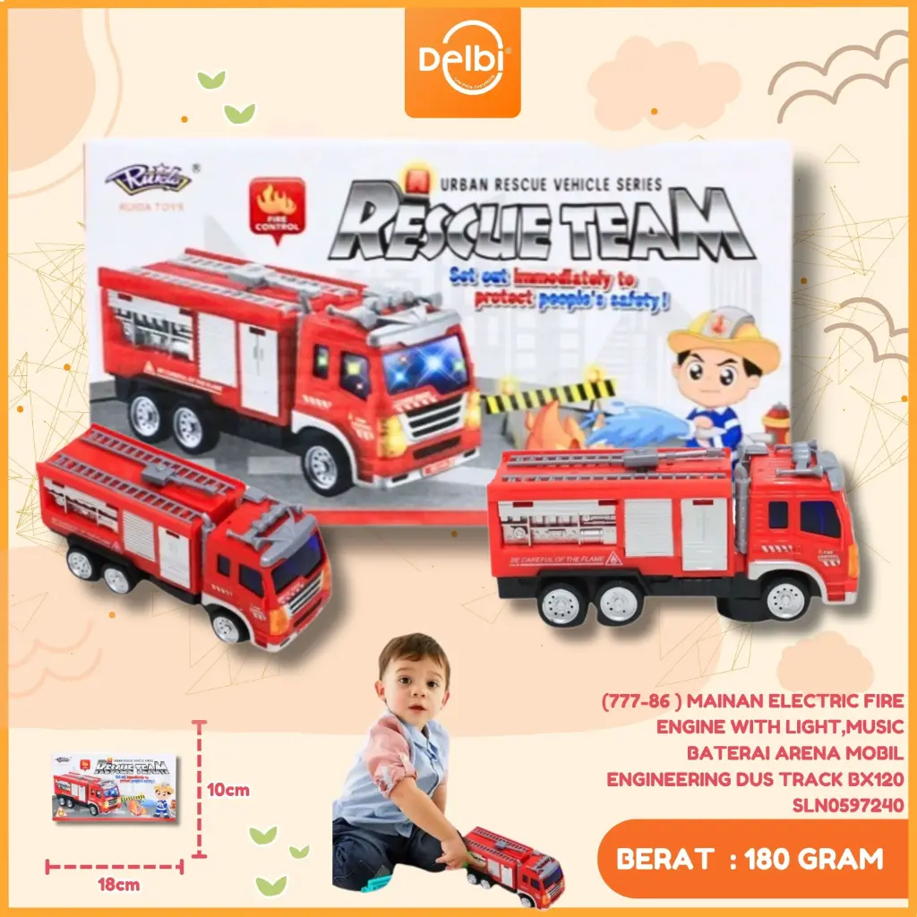 (777-86 ) MAINAN ELECTRIC FIRE ENGINE WITH LIGHT,MUSIC BATERAI ARENA MOBIL ENGINEERING DUS TRACK BX120