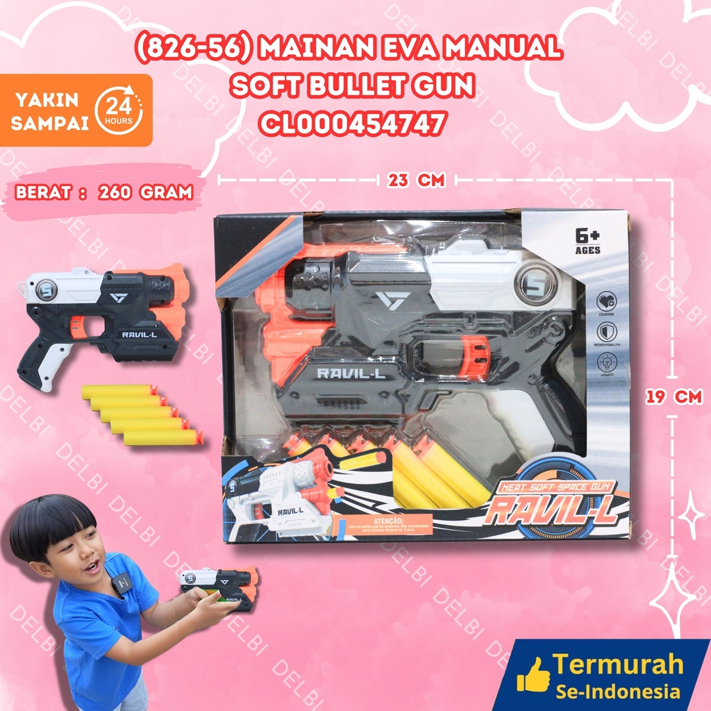 (826-56) MAINAN EVA MANUAL SOFT BULLET GUN TEMBAK PISTOL BX96