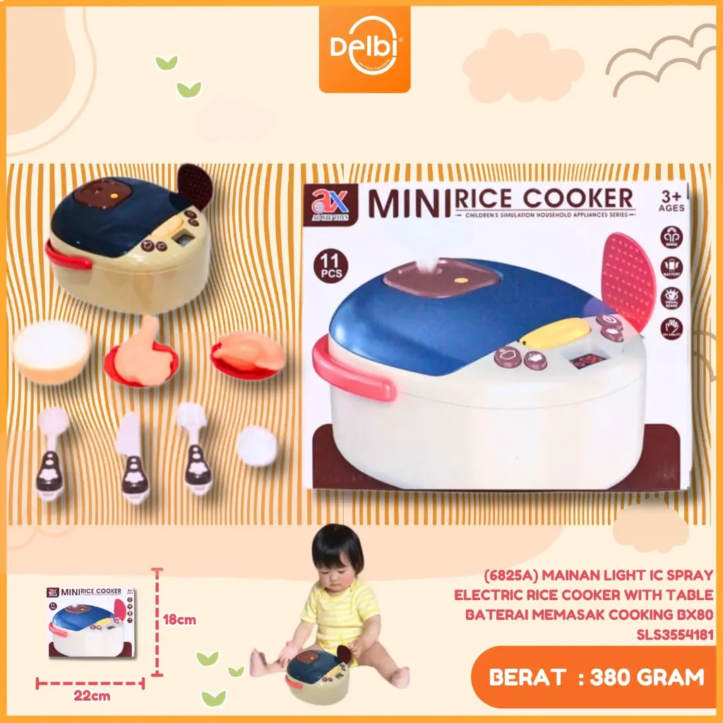 (6825A) MAINAN LIGHT IC SPRAY ELECTRIC RICE COOKER WITH TABLE BATERAI MEMASAK COOKING BX80