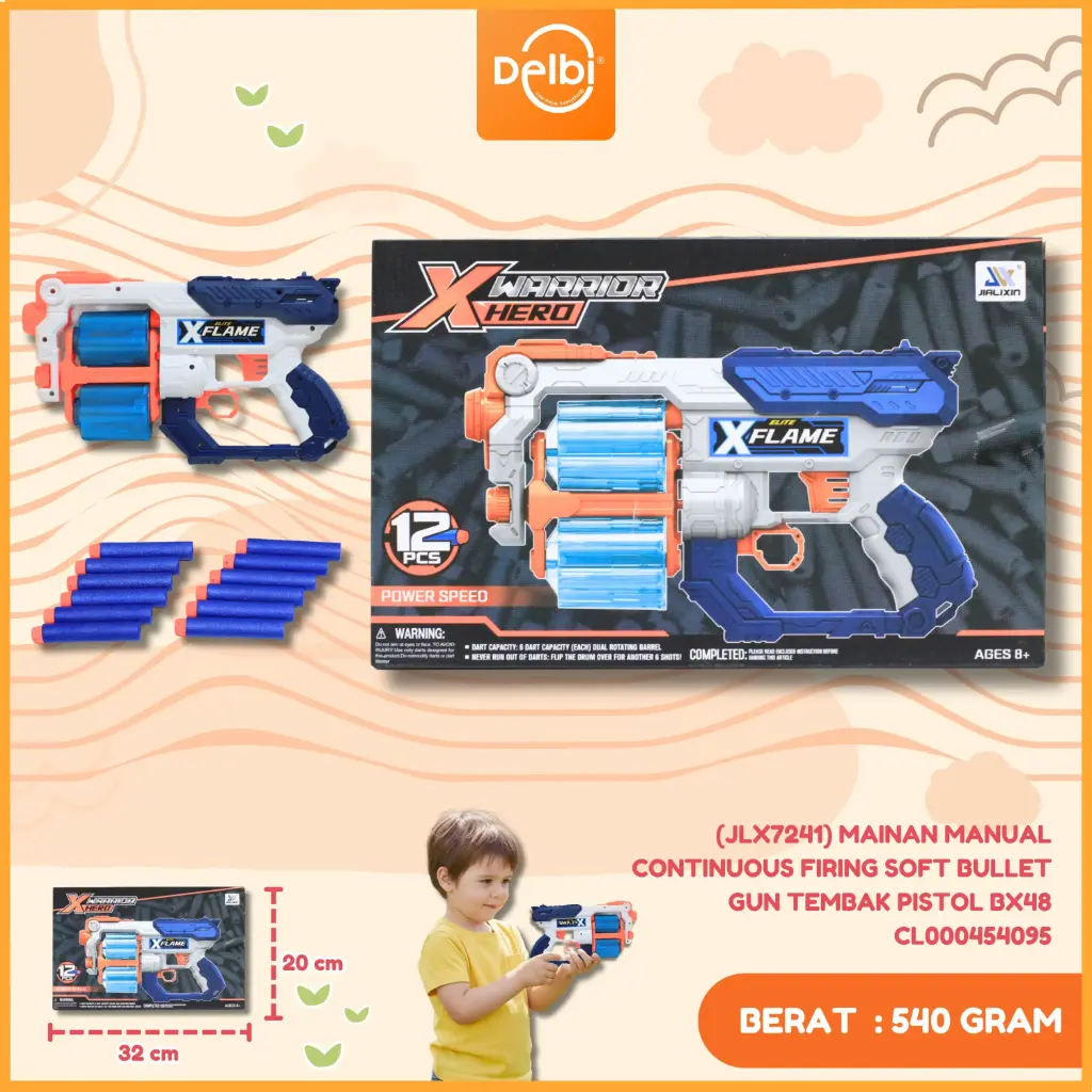 [CL000454095] (JLX7241) MAINAN MANUAL CONTINUOUS FIRING SOFT BULLET GUN TEMBAK PISTOL BX48