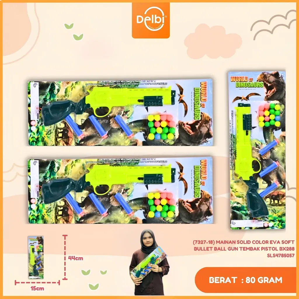 [SLS4785057] (7327-18) MAINAN SOLID COLOR EVA SOFT BULLET BALL GUN TEMBAK PISTOL BX288