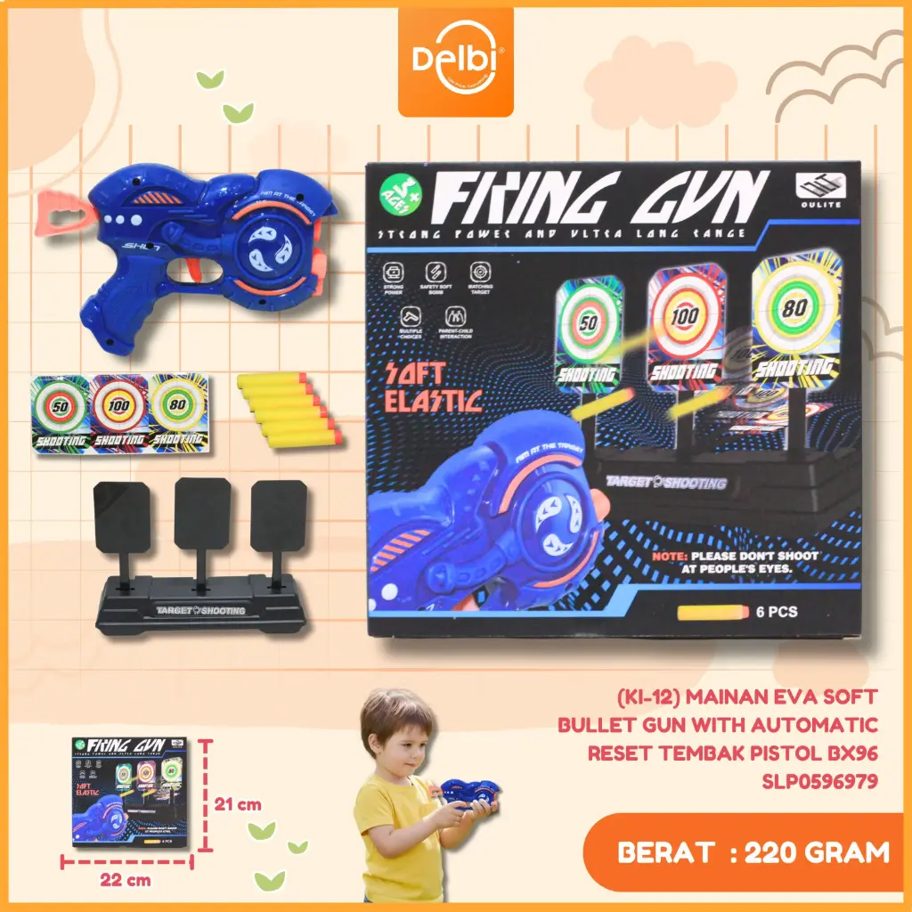 (KI-12) MAINAN EVA SOFT BULLET GUN WITH AUTOMATIC RESET TEMBAK PISTOL BX96