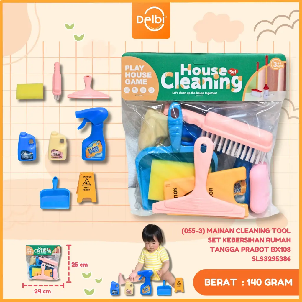(055-3) MAINAN CLEANING TOOL SET KEBERSIHAN RUMAH TANGGA PRABOT BX108