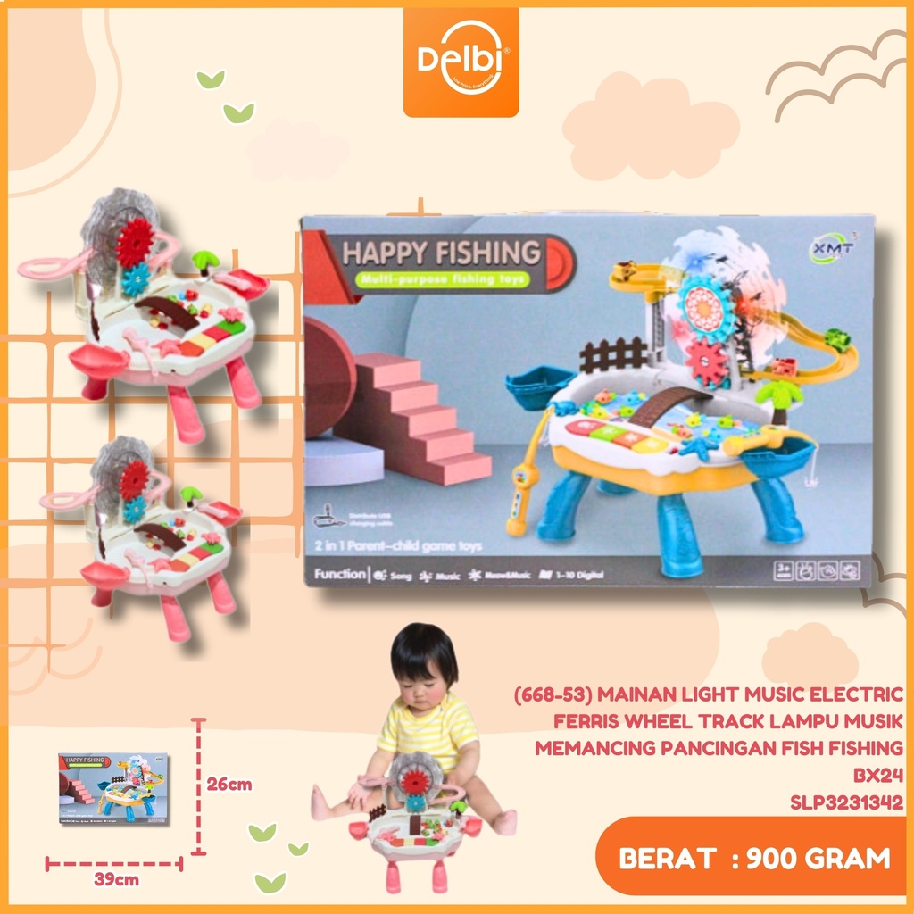 (668-53) MAINAN LIGHT MUSIC ELECTRIC FERRIS WHEEL TRACK LAMPU MUSIK MEMANCING PANCINGAN FISH FISHING BX24
