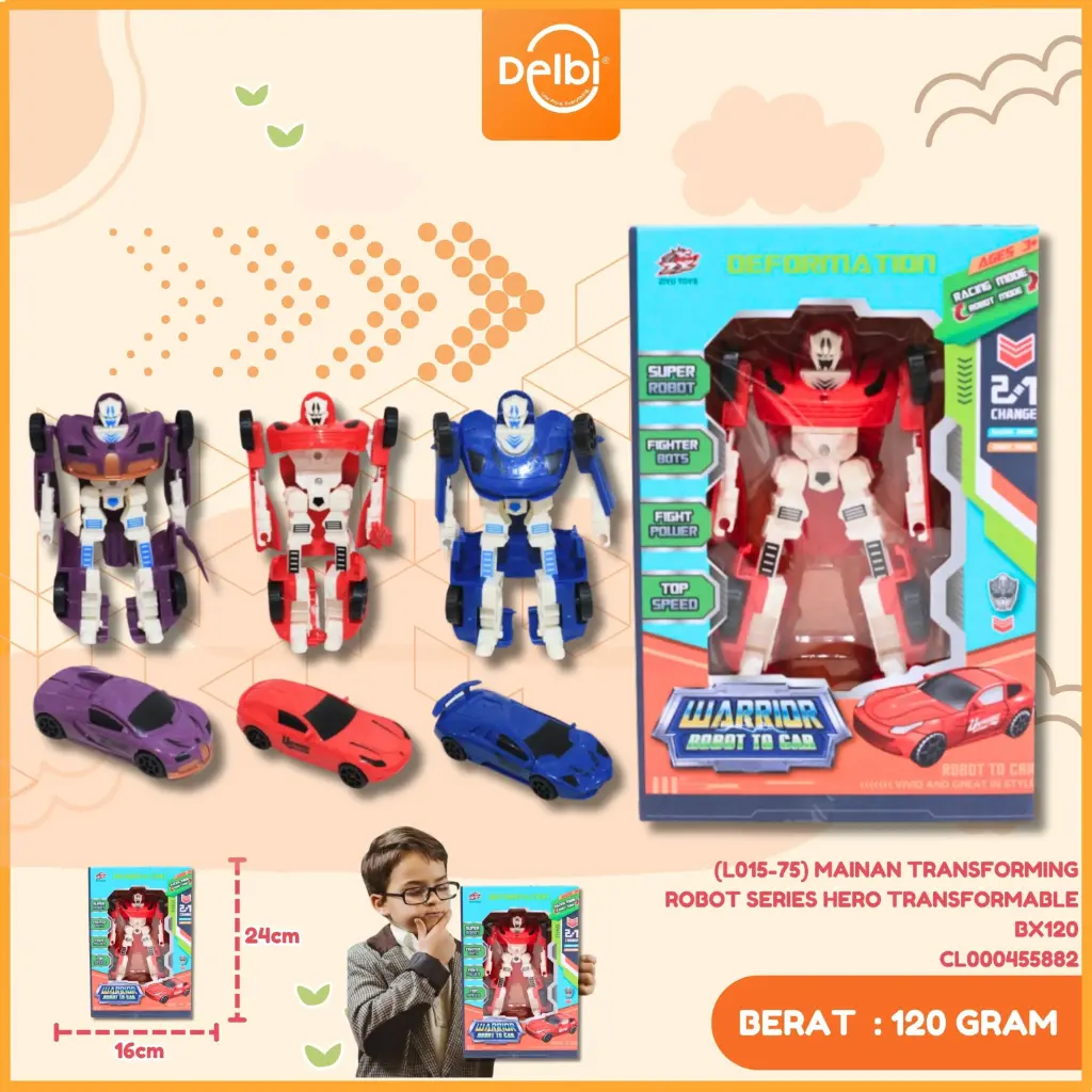 (L015-75) MAINAN TRANSFORMING ROBOT SERIES HERO TRANSFORMABLE BX120