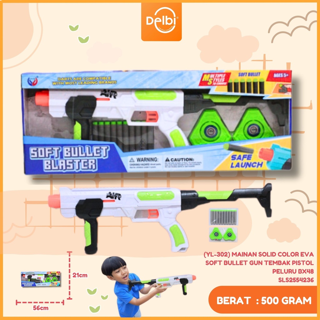 (YL-302) MAINAN SOLID COLOR EVA SOFT BULLET GUN TEMBAK PISTOL PELURU BX48