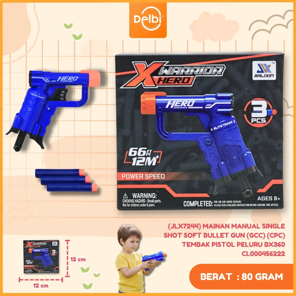 [CL000456222] (JLX7244) MAINAN MANUAL SINGLE SHOT SOFT BULLET GUN (GCC) (CPC) TEMBAK PISTOL PELURU BX360