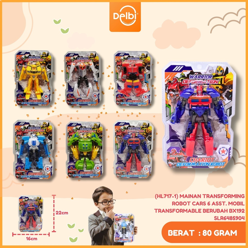 (HL717-1) MAINAN TRANSFORMING ROBOT CARS 6 ASST. MOBIL TRANSFORMABLE BERUBAH BX192