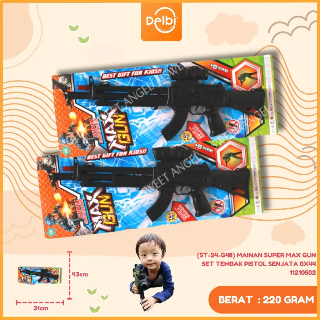MAINAN SUPER MAX GUN SET TEMBAK PISTOL SENJATA BX44