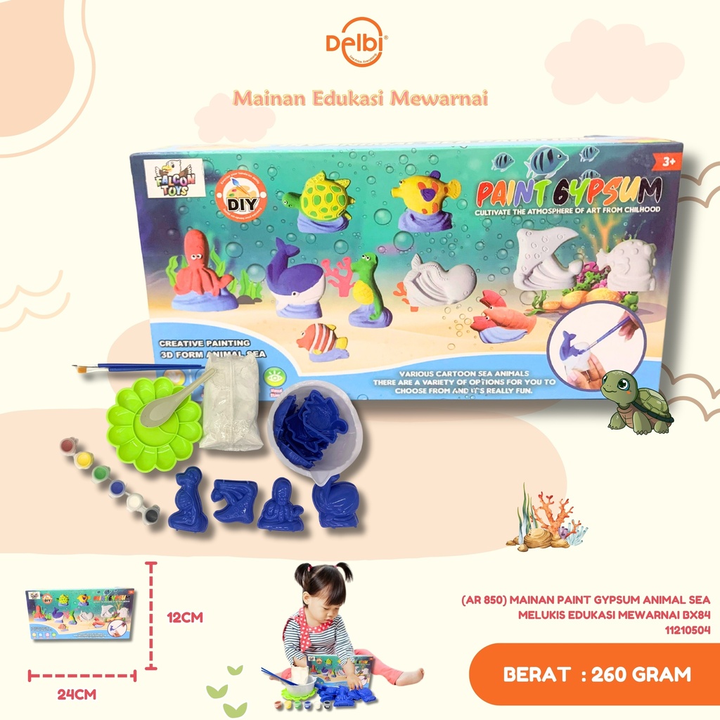 [AR 850] MAINAN PAINT GYPSUM ANIMAL SEA MELUKIS EDUKASI MEWARNAI BX84