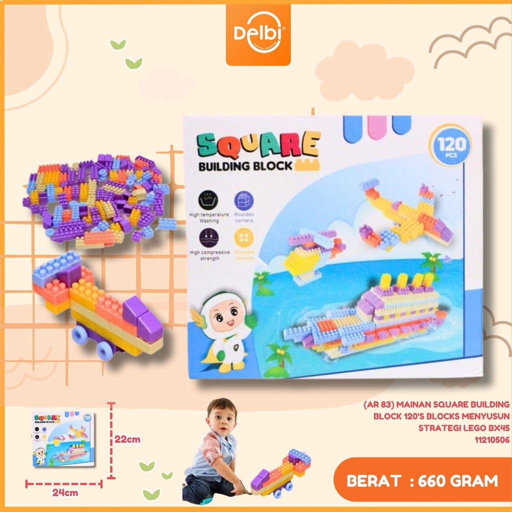 (AR 83) MAINAN SQUARE BUILDING BLOCK 120'S BLOCKS MENYUSUN STRATEGI LEGO BX45