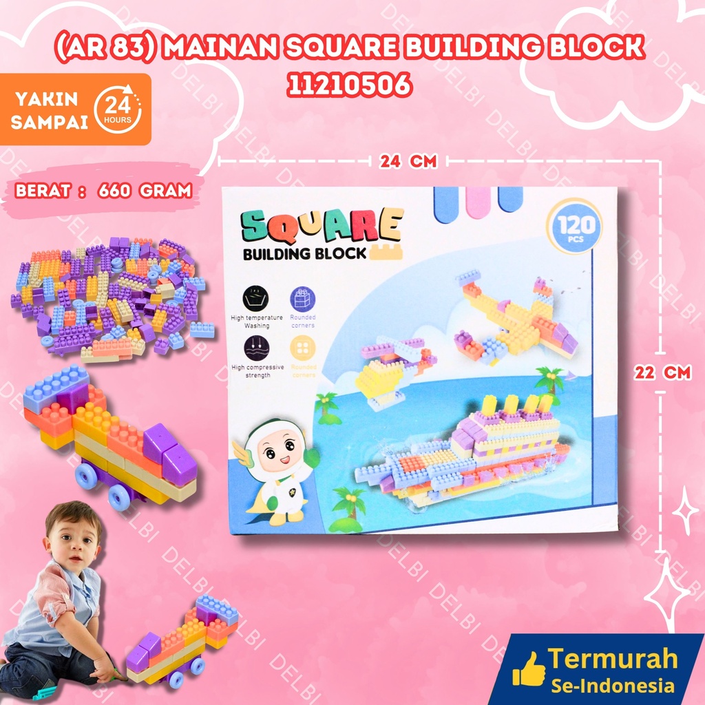 (AR 83) MAINAN SQUARE BUILDING BLOCK 120'S BLOCKS MENYUSUN STRATEGI LEGO BX45