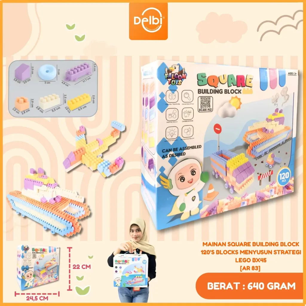 MAINAN SQUARE BUILDING BLOCK 120'S BLOCKS MENYUSUN STRATEGI LEGO BX45