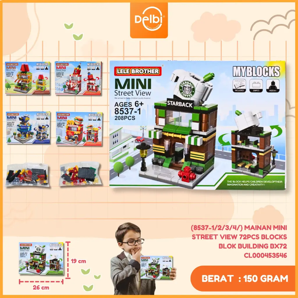(8537-1/2/3/4/) MAINAN MINI STREET VIEW 72PCS BLOCKS BLOK BUILDING BX72