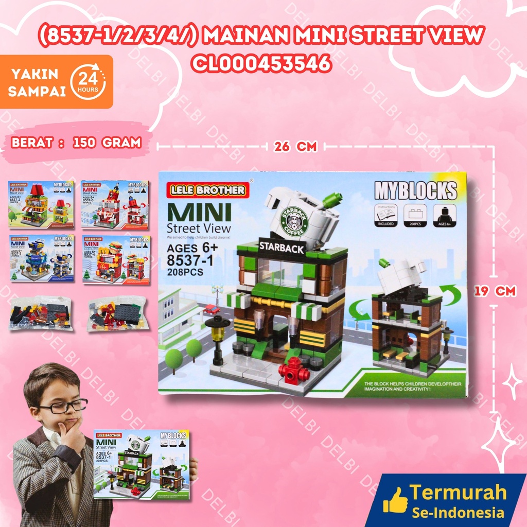 (8537-1/2/3/4/) MAINAN MINI STREET VIEW 72PCS BLOCKS BLOK BUILDING BX72