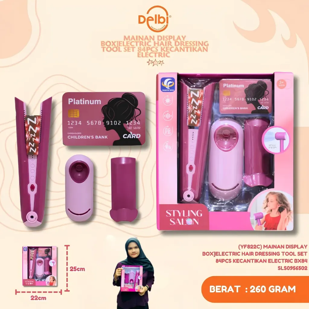 (YF822C) MAINAN DISPLAY BOX]ELECTRIC HAIR DRESSING TOOL SET 84PCS KECANTIKAN ELECTRIC BX84