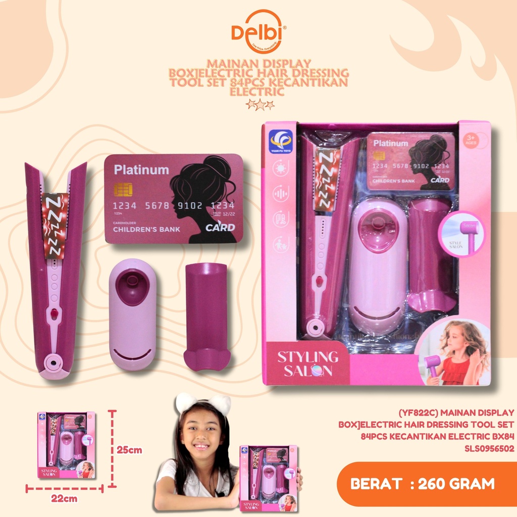 (YF822C) MAINAN DISPLAY BOX]ELECTRIC HAIR DRESSING TOOL SET 84PCS KECANTIKAN ELECTRIC BX84