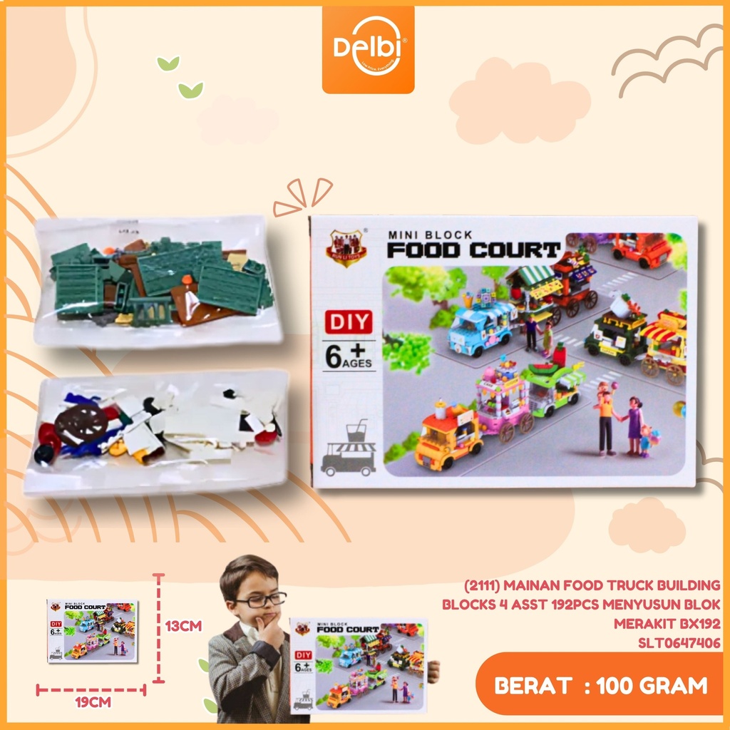 [SLT0647406] (2111) MAINAN FOOD TRUCK BUILDING BLOCKS 4 ASST 192PCS MENYUSUN BLOK MERAKIT BX192