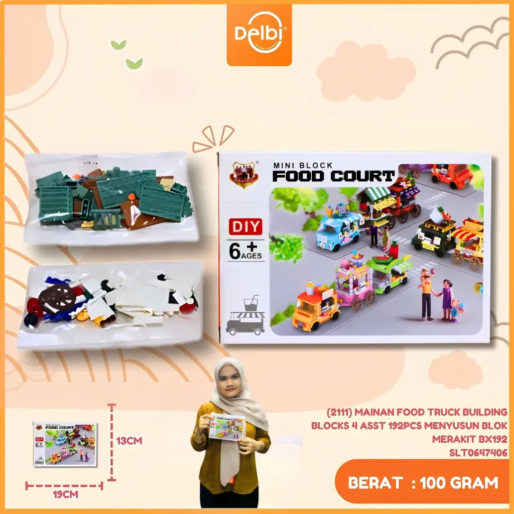 [SLT0647406] (2111) MAINAN FOOD TRUCK BUILDING BLOCKS 4 ASST 192PCS MENYUSUN BLOK MERAKIT BX192