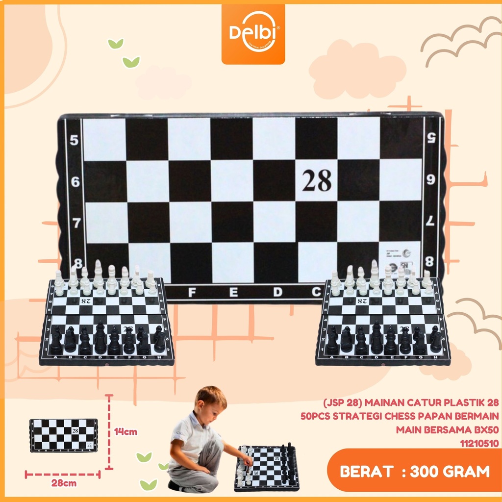[JSP 28] MAINAN CATUR PLASTIK 28 50PCS STRATEGI CHESS PAPAN BERMAIN MAIN BERSAMA BX50