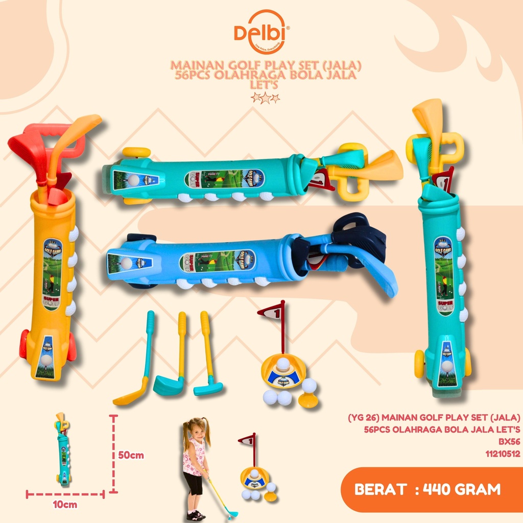 (YG 26) MAINAN GOLF PLAY SET (JALA) 56PCS OLAHRAGA BOLA JALA LET'S BX56