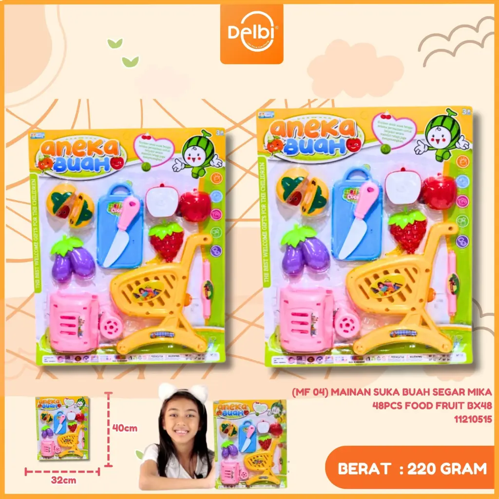 (MF 04) MAINAN SUKA BUAH SEGAR MIKA 48PCS FOOD FRUIT BX48
