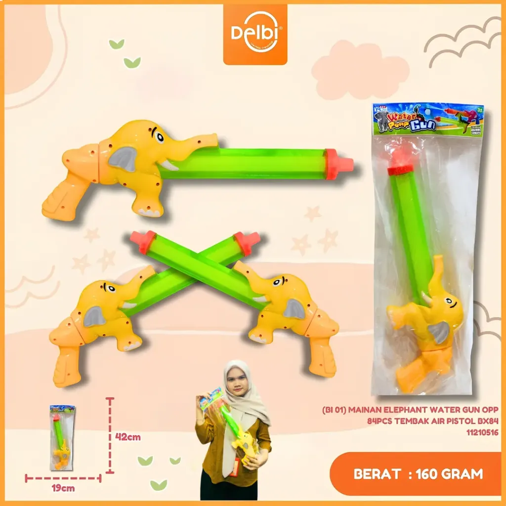 [BI 01] MAINAN ELEPHANT WATER GUN OPP 84PCS TEMBAK AIR PISTOL BX84