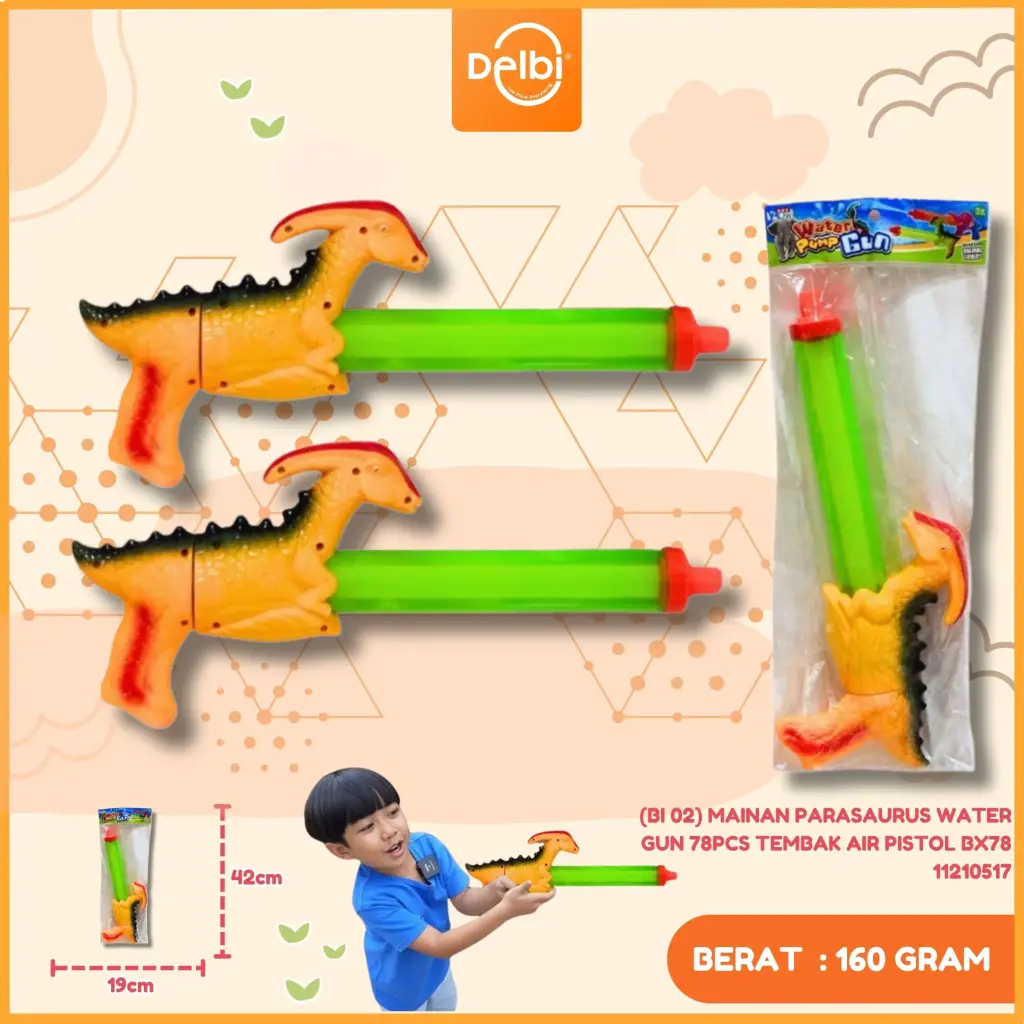 (BI 02) MAINAN PARASAURUS WATER GUN 78PCS TEMBAK AIR PISTOL BX78