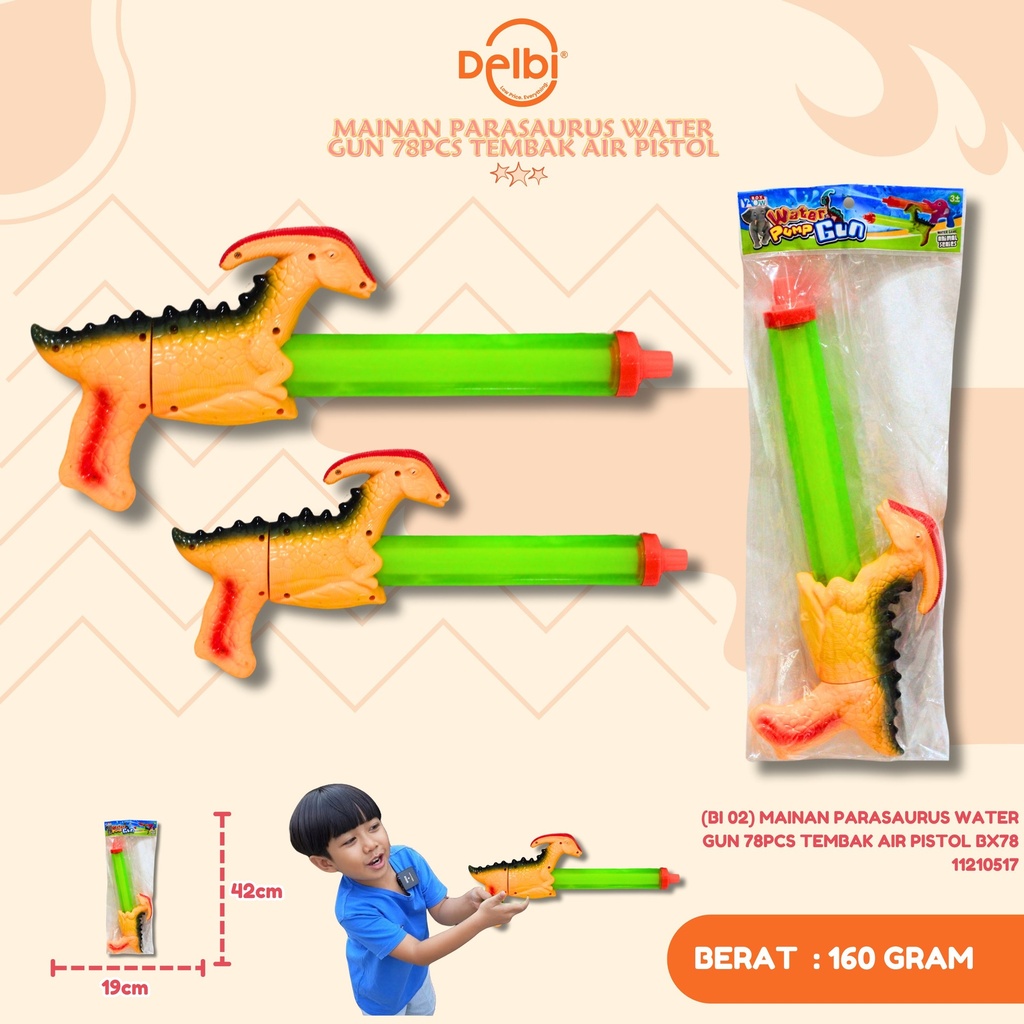 (BI 02) MAINAN PARASAURUS WATER GUN 78PCS TEMBAK AIR PISTOL BX78
