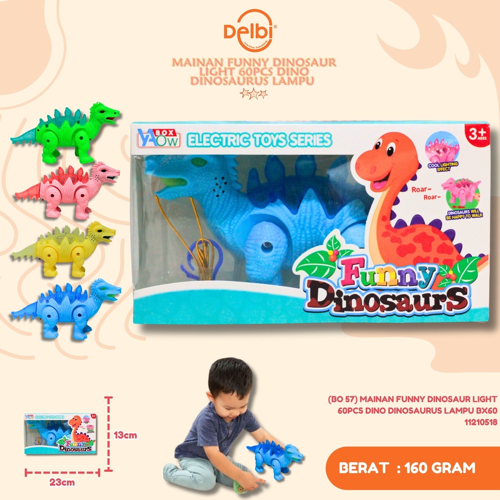 [BO 57] MAINAN FUNNY DINOSAUR LIGHT 60PCS DINO DINOSAURUS LAMPU BX60